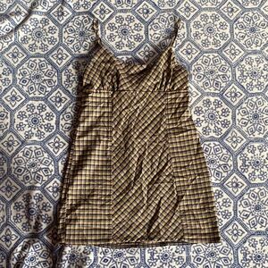 wild fable Yellow and Black Plaid Spaghetti Strap Dress